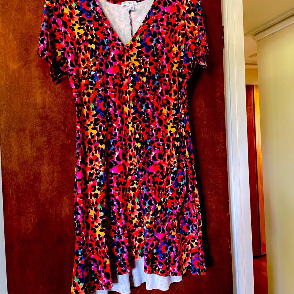 Brand new short sleeve multicolor dress. Size large /Never worn